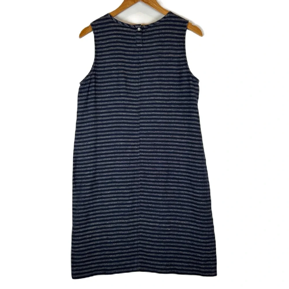 J Jill Linen Stripe Sleeveless Shift Dress Women Size S Blue Casual - Picture 2 of 10